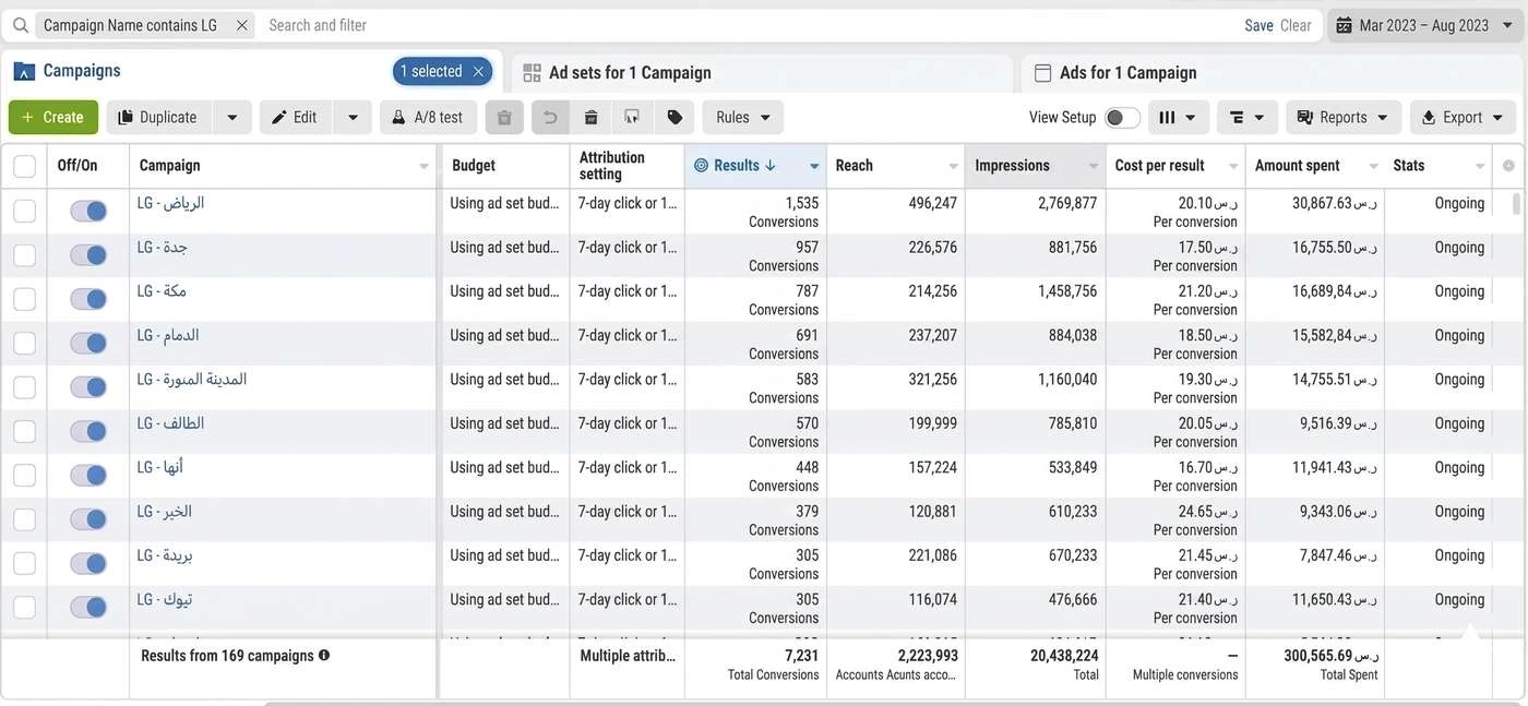 Meta E-commerce 7,231 Conversions